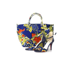 New Design Fashion African Printed High Heeled Ladies Shoes with Bags (Y 62)